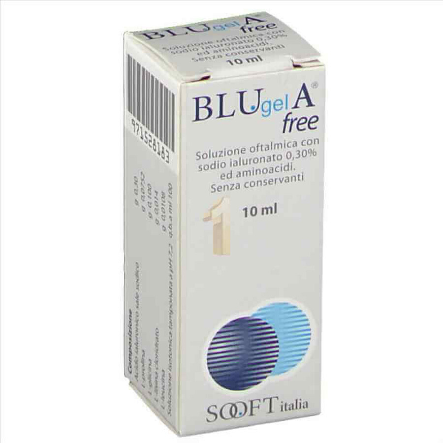 Blu Gel A - Ophthalmische Lösung mit Natriumhyaluronat 0,3% und Aminosäuren, 10 ml, Bio Soft Italia