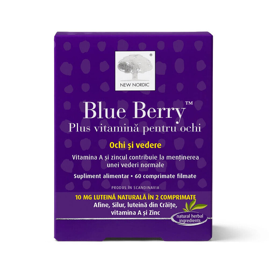 Blue Berry plus vitamină pentru ochi, 60 comprimate filmate, New Nordic recenzii
