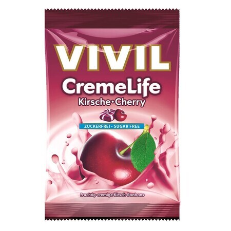 Creme Life Zuckerfreie Kirschsahne-Bonbons, 110g, Vivil