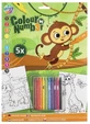 Colorează după număr cu creioane colorate Maimuța