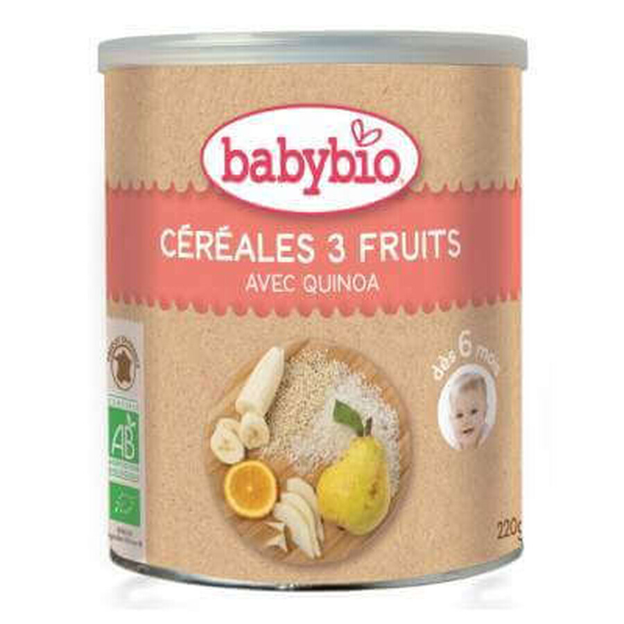 Céréales bio aux 3 fruits et au quinoa, 220 g, Babybio