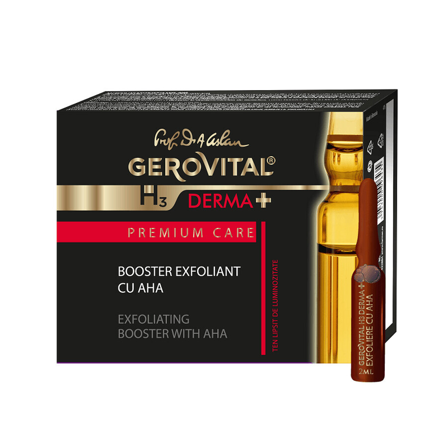 Gerovital H3 Derma+ Premium Care AHA Exfoliating Booster, 4 flacons, Farmec