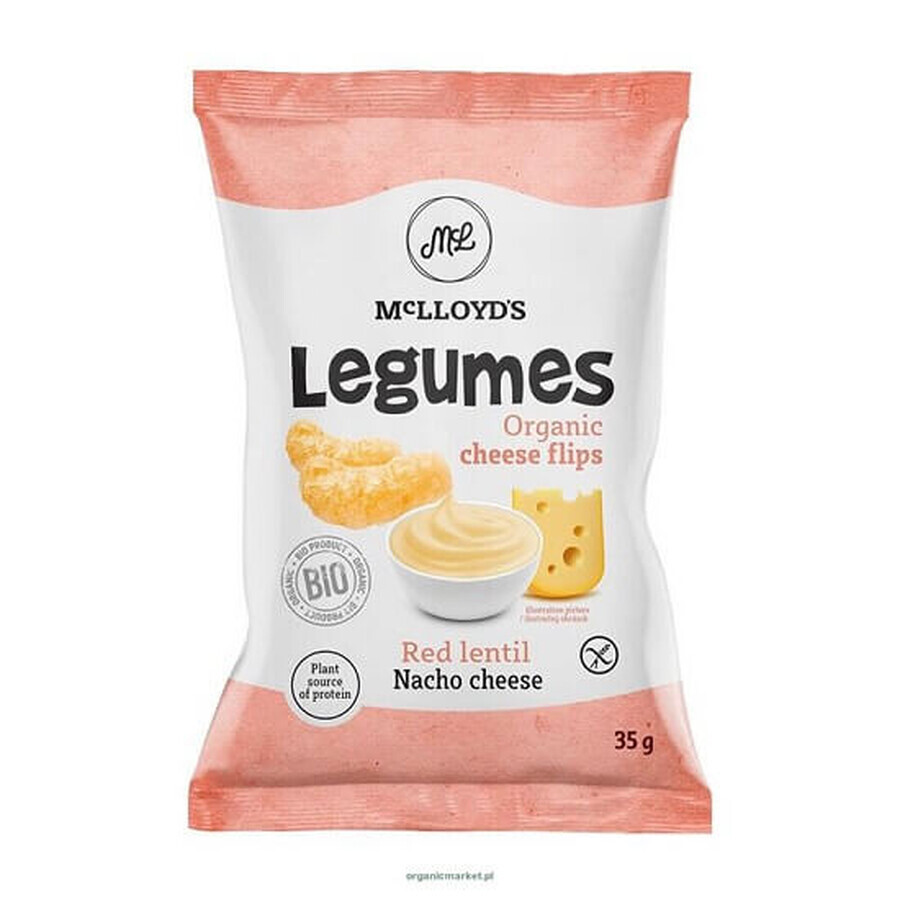 Bio-Chips aus roten Linsen mit Nacho-Käse-Geschmack und Salz, 35 g, Mc Lloyd's