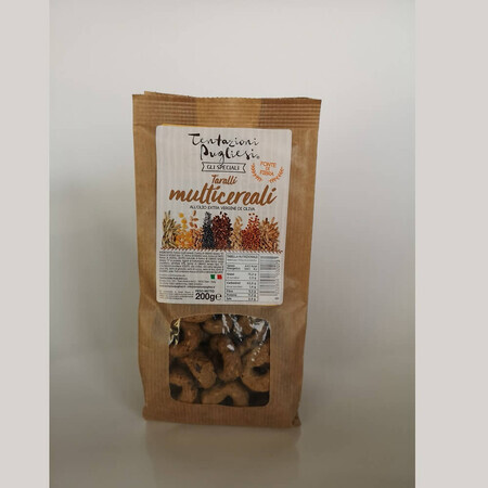 Covrigei Taralli Multicereale cu ulei extra virgin de masline, 200g, Tentazioni Pugliesi