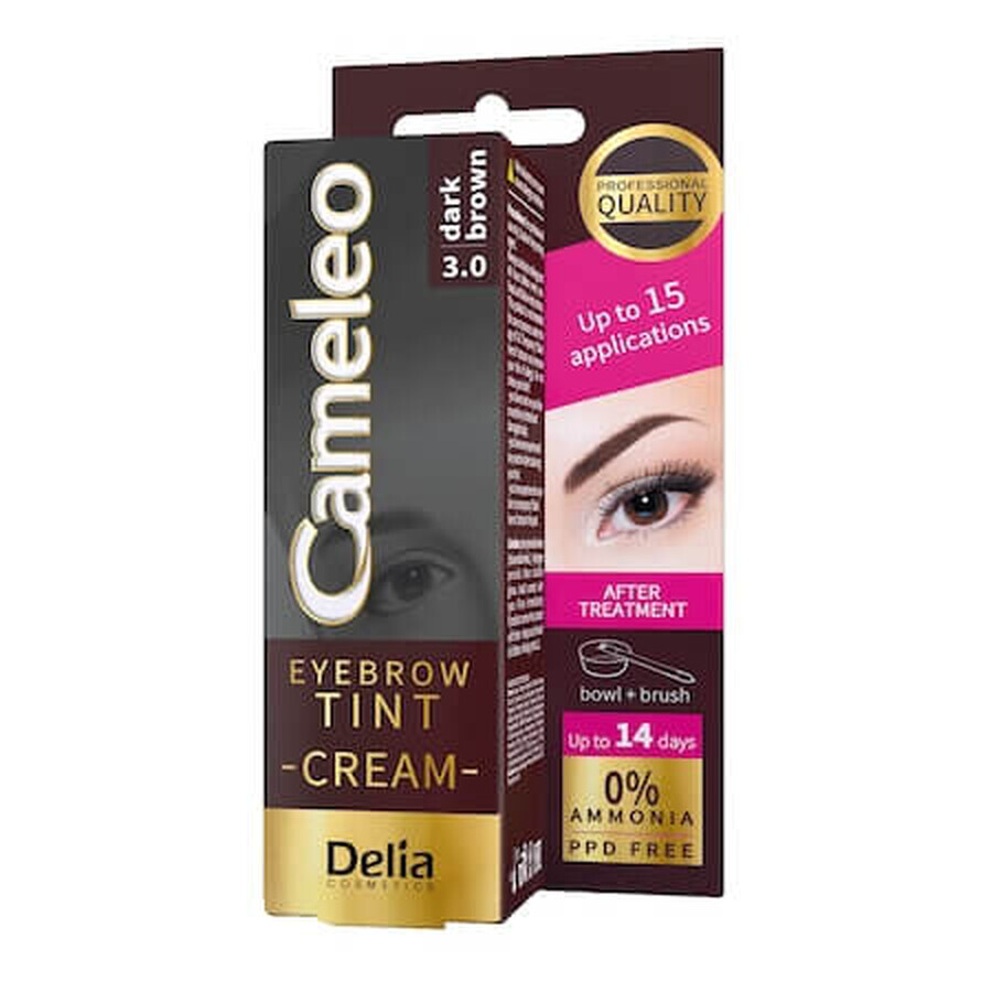 Cremă colorantă pentru sprâncene Cameleo, Dark Brown 3.0, 15 ml, Delia Cosmetics