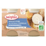 Crema allo yogurt con pere e cannella, 2x130 gr, BabyBio