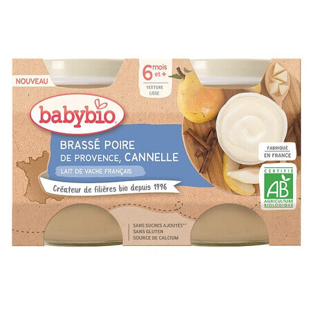 Crème de yaourt aux poires et à la cannelle, 2x130 gr, BabyBio