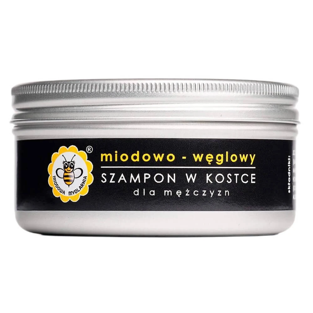 Mydlarnia Cztery Szpaki Miodowa Mydlarnia Shampooing au miel et au charbon en barre, 70 g
