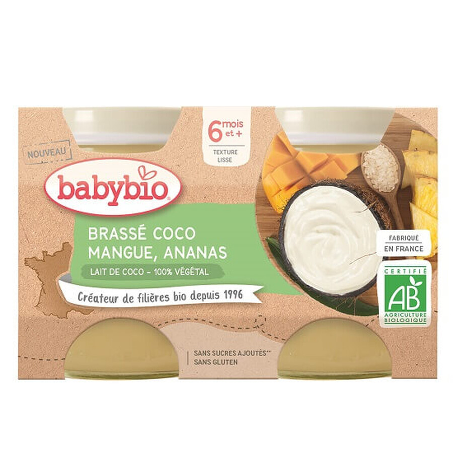 Crème de lait de coco à la mangue et à l'ananas, 2x130 gr, BabyBio