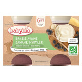 Crème au lait d'avoine avec bananes et myrtilles, 2x130 gr, BabyBio