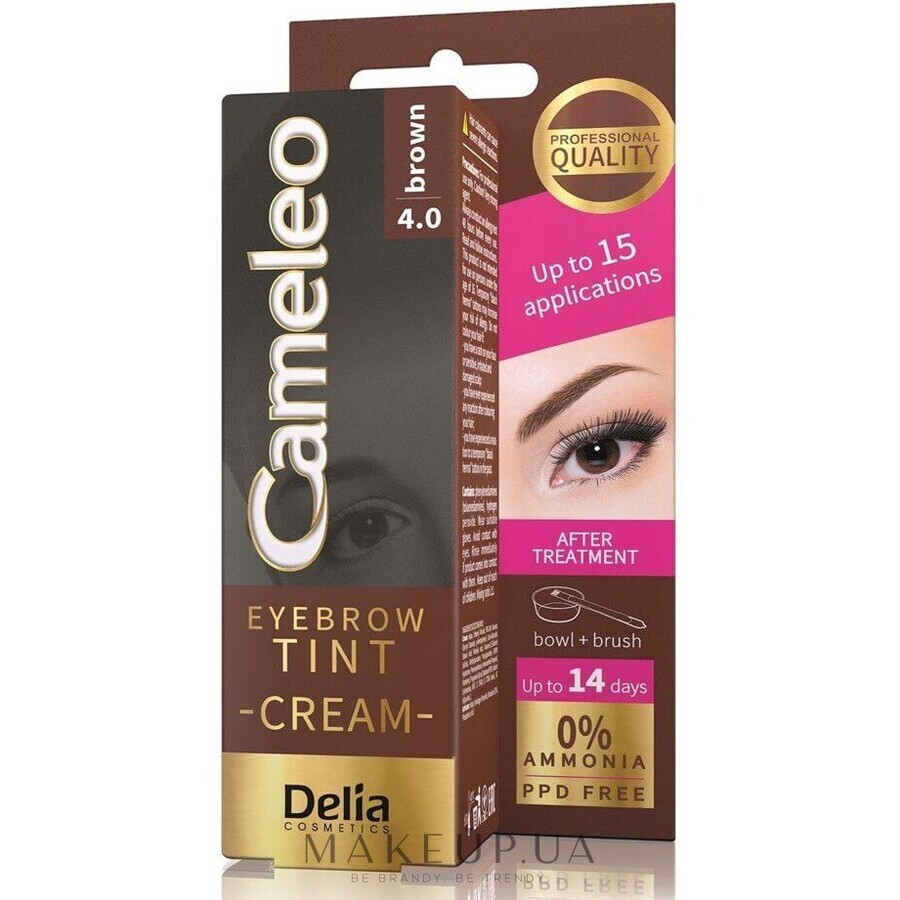 Crème à sourcils Cameleo, brun 4.0, 15 ml, Delia Cosmetics