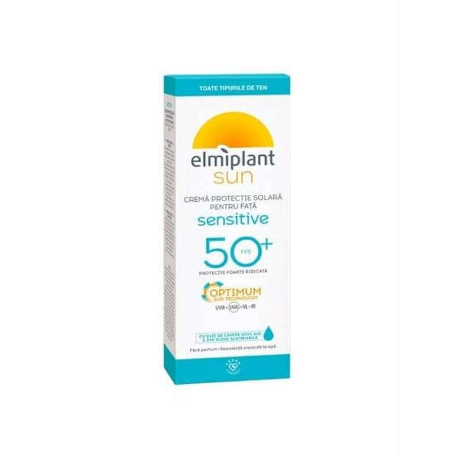 Crème solaire pour le visage, SPF 50+, 50ml, Elmiplant