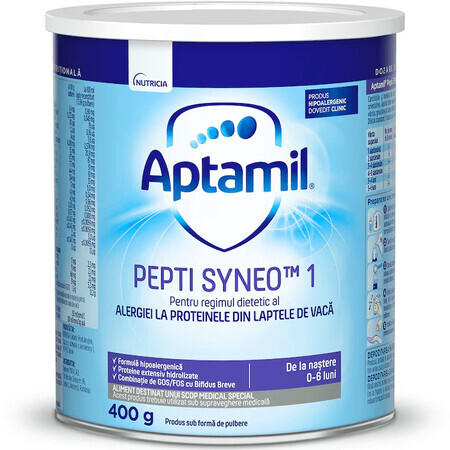 Lait de démarrage Pepti Syneo 1, 0-6 mois, 400 g, Aptamil