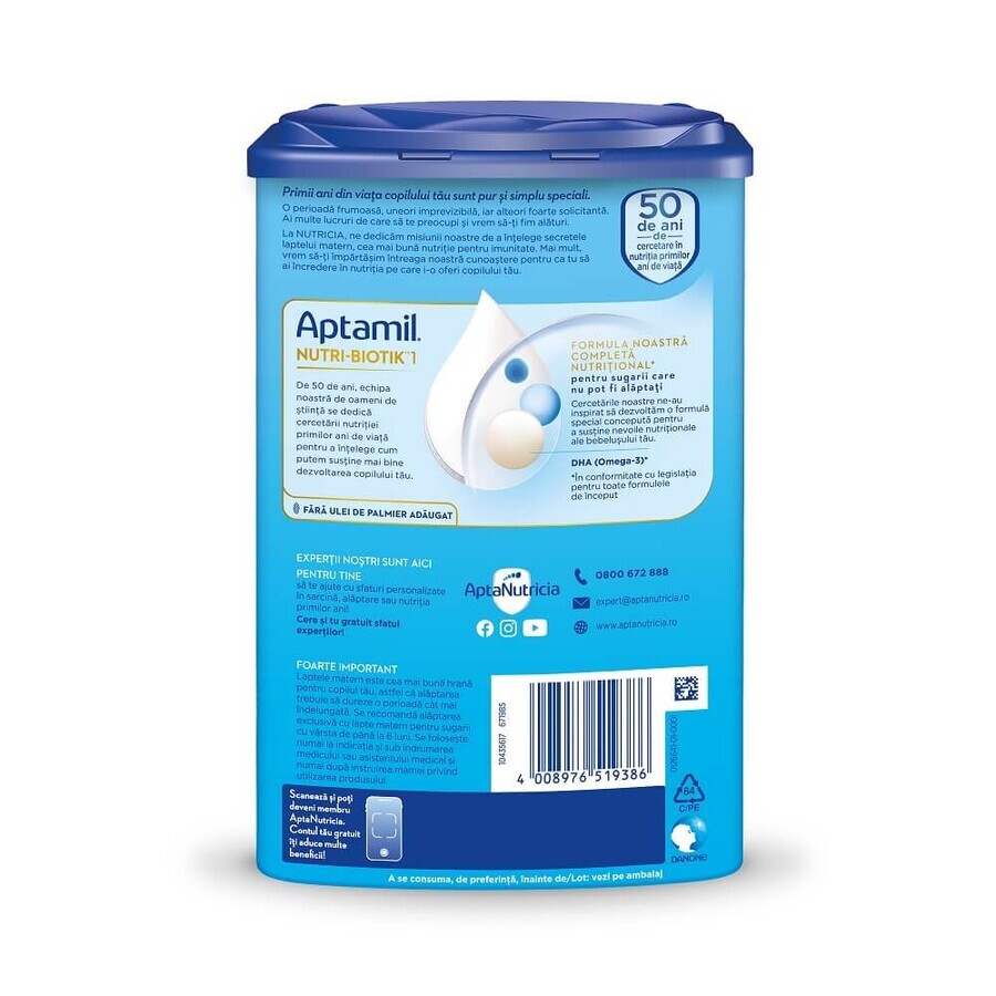 Nutri-Biotik 1 lait en poudre, 0-6 mois, Aptamil, 800 g