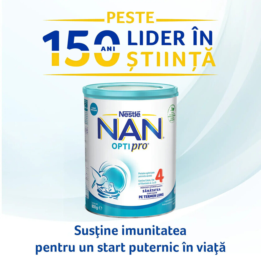 Formula di latte premium Nan 4 Optipro, +2 anni, 800 g, Nestlé