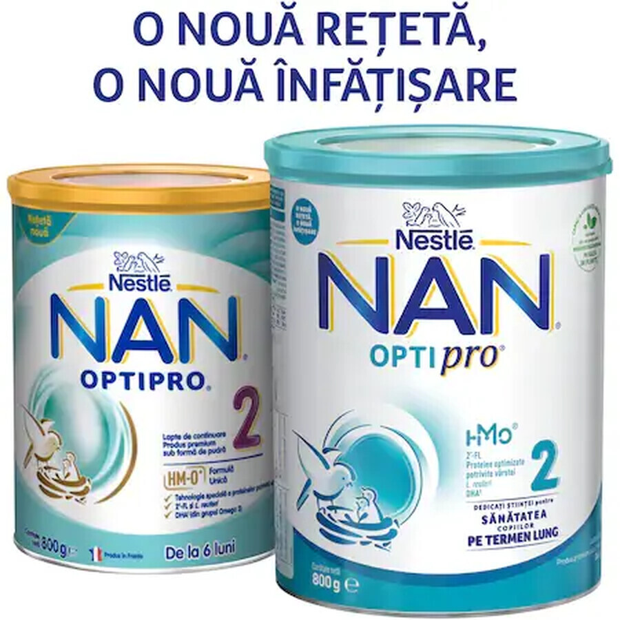 Nan 2 Lait en poudre Optipro HMO, +6 mois, 800 g, Nestlé