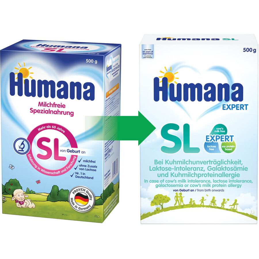 Formule SL Lait pour Nourrissons à base de Soja, +0 mois, 500 g, Humana