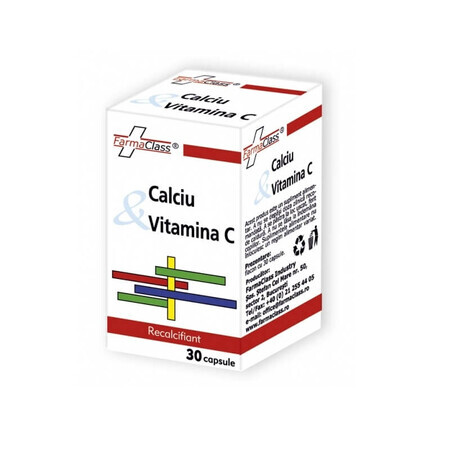 Calcium avec Vitamine C, 30 gélules, FarmaClass