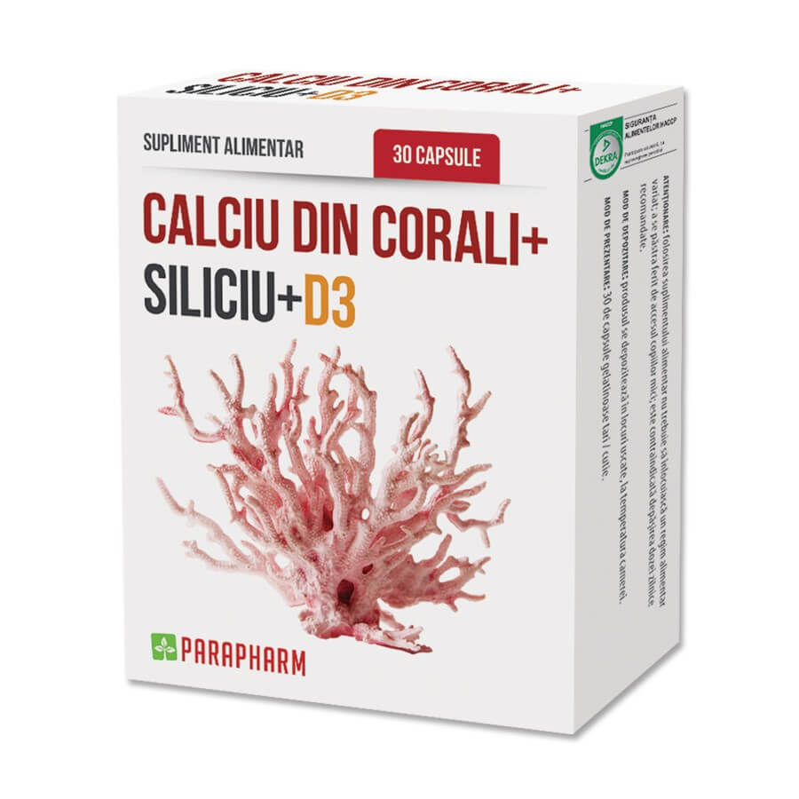 Coral Calcium + Silicium + D3, 30 gélules, Parapharm