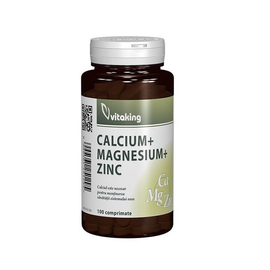 Calcium Magnésium avec Zinc, 100 comprimés, Vitaking