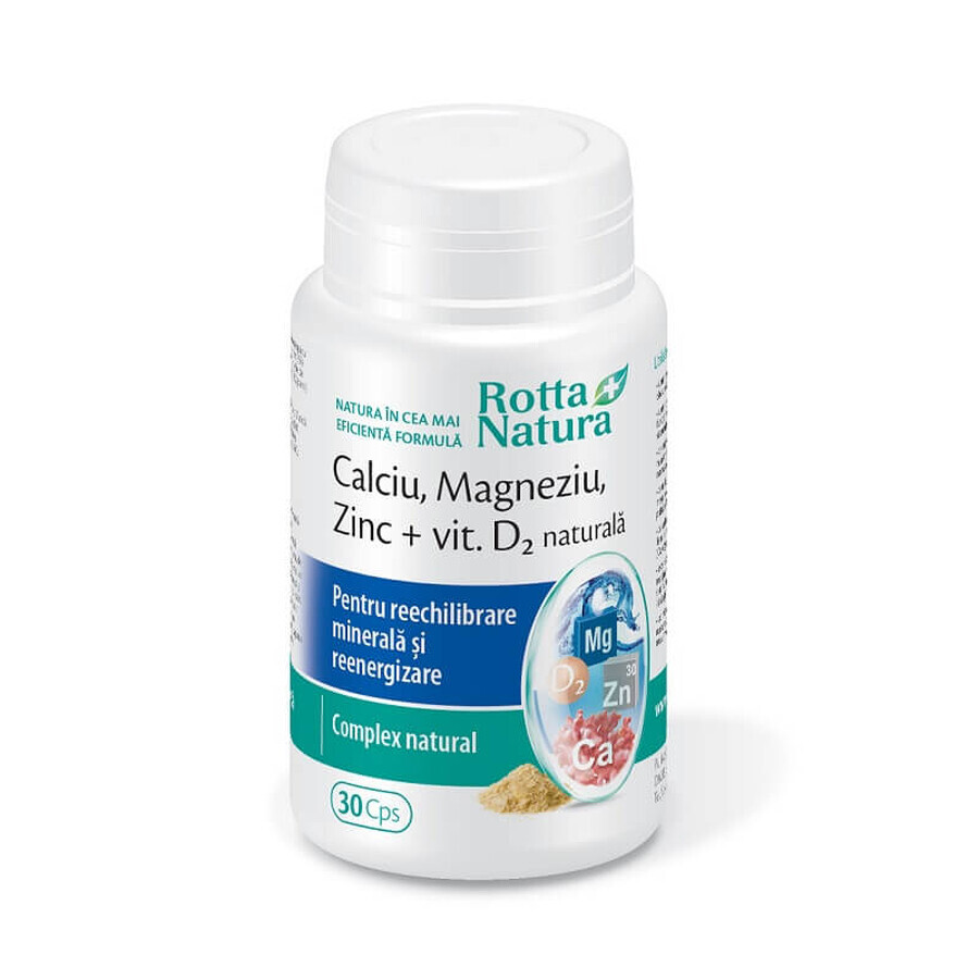 Calcium marin + Vitamine D2 naturelle, 30 gélules, Rotta Natura