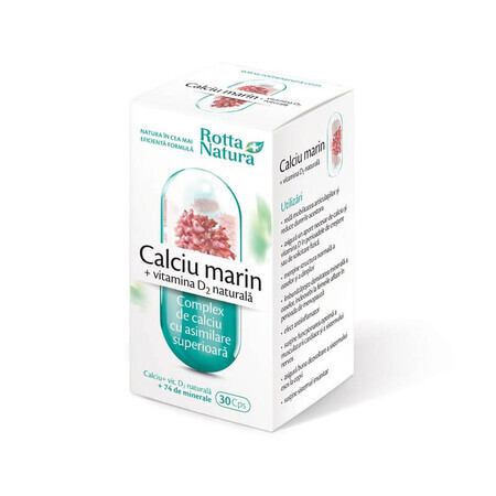 Calcium marin + Vitamine D2 naturelle, 30 gélules, Rotta Natura