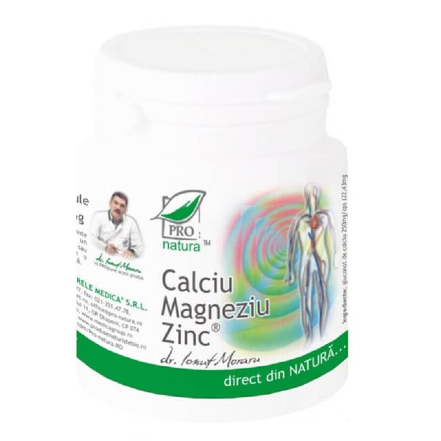 Calcium, Magnésium, Zinc, 60 gélules, Pro Natura