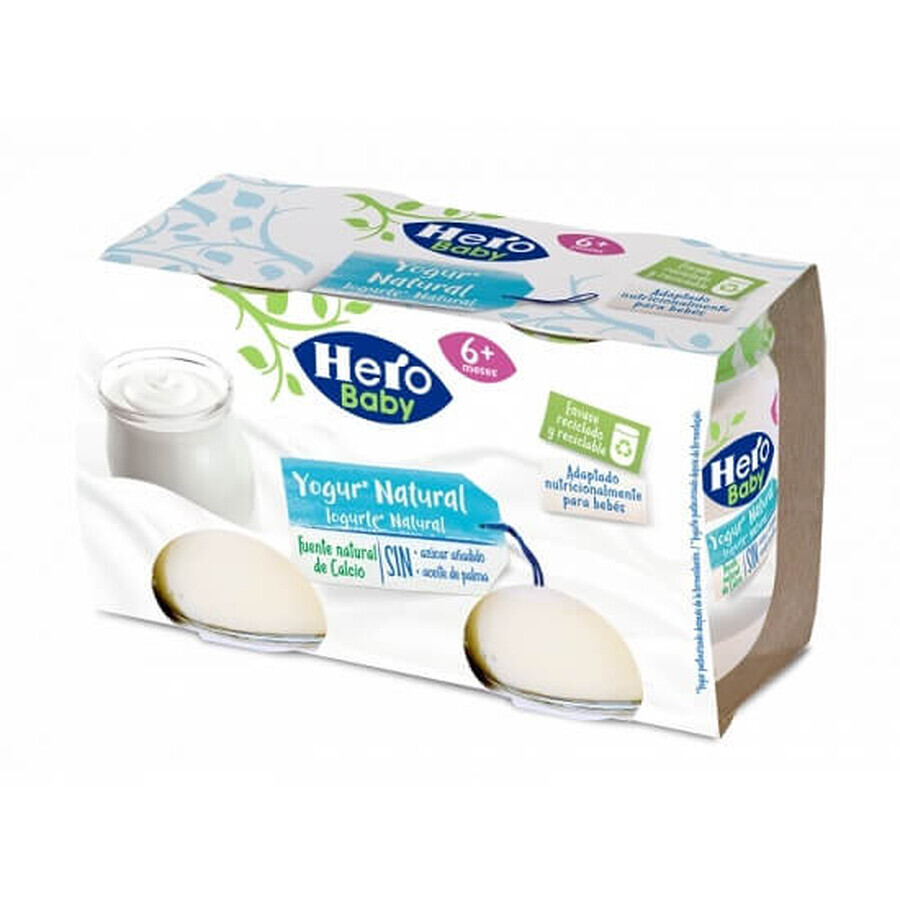Yogurt naturale, +6 mesi, 2x 120 gr, Hero Baby