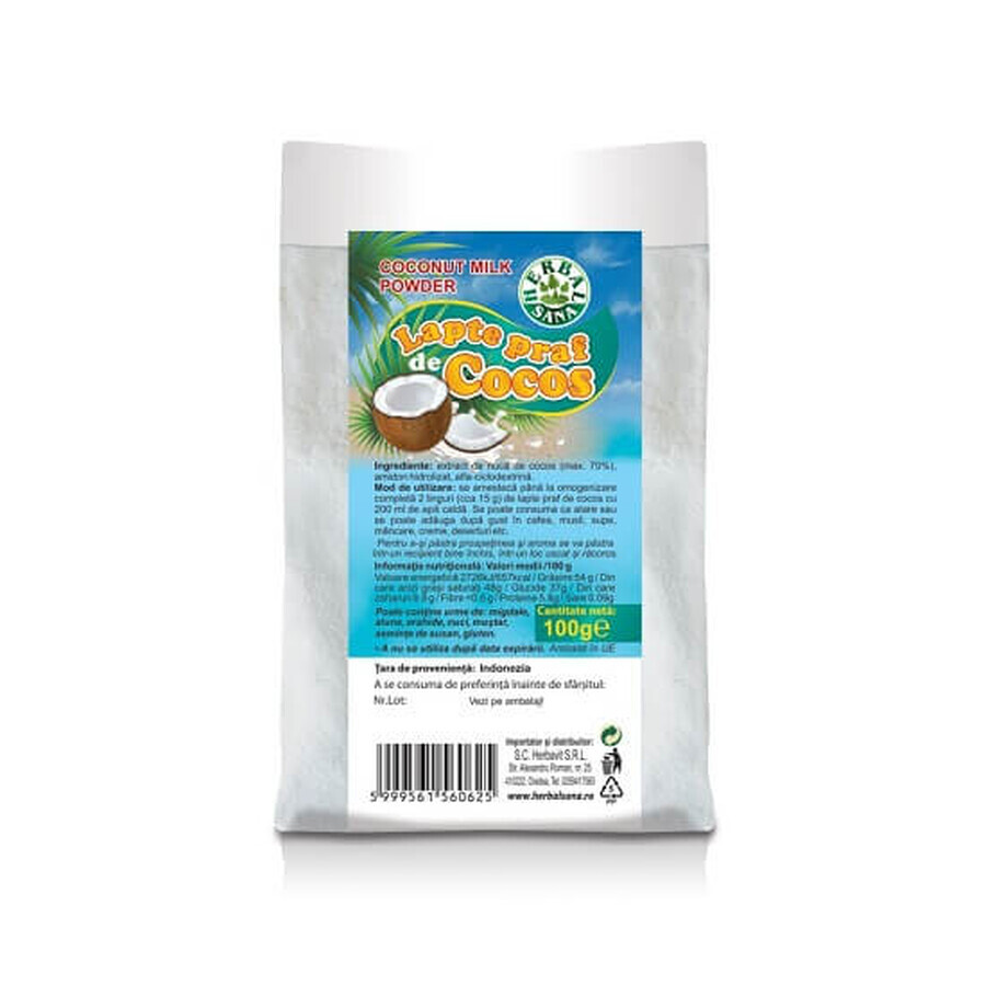 Latte di cocco in polvere, 100 gr, Herbal Sana