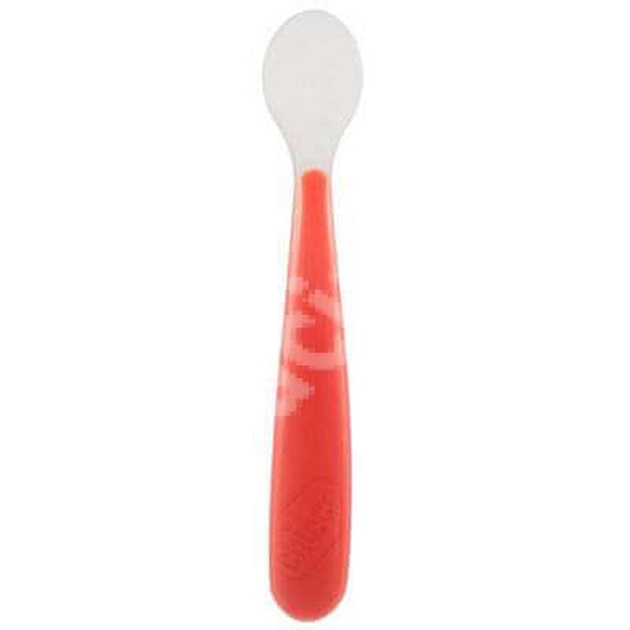 Cuillère en silicone rouge, +6 mois, Chicco