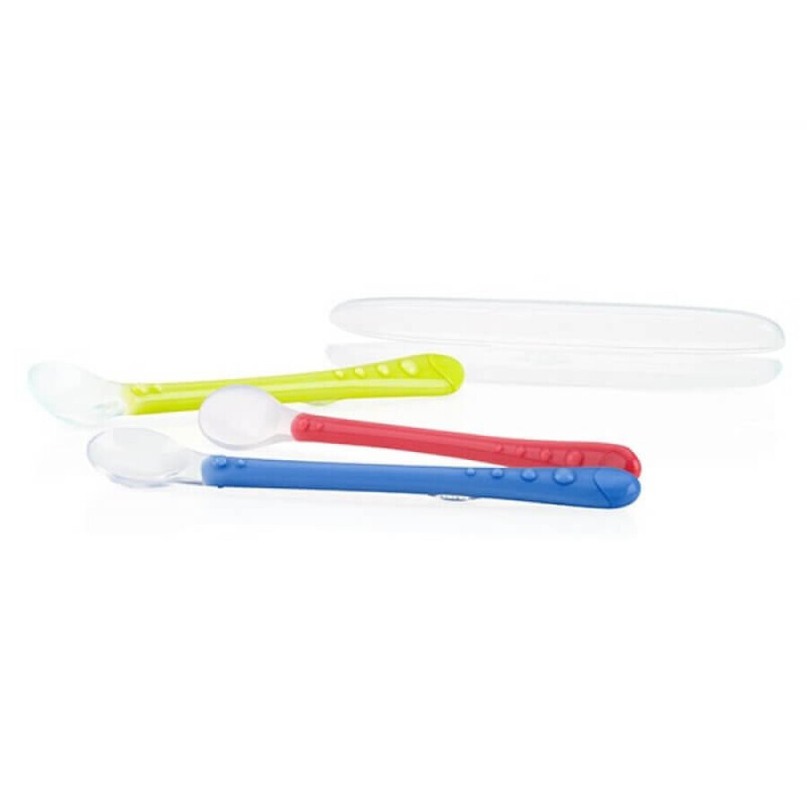 Flexible silicone spoon and storage box, +3months, Nuby