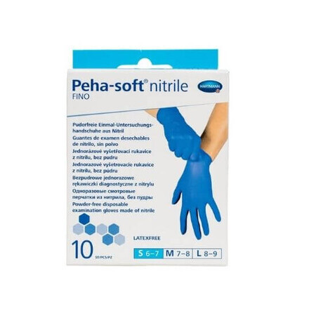 Gants Fino en nitrile bleu, Peha Soft, 10 pièces Taille S, Hartmann