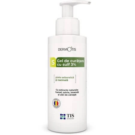 Tis Farmaceutic Gel nettoyant pour le visage et le corps au soufre Dermotis, 3%, 300 ml, Tis Farmaceutic