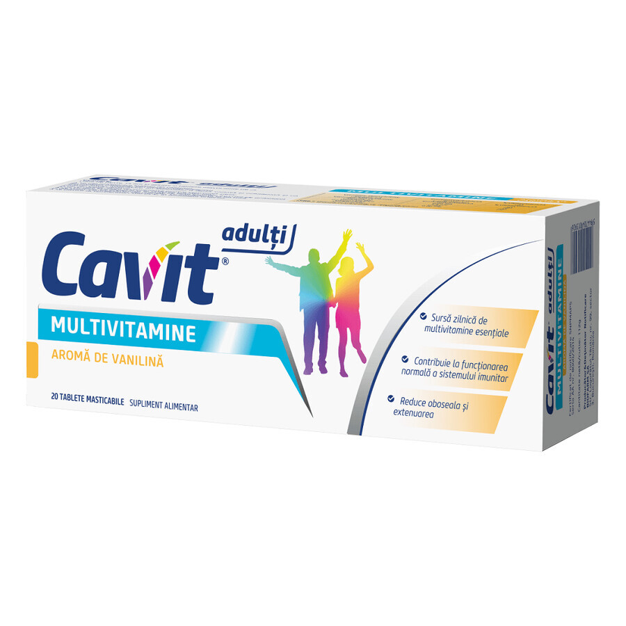 Cavit Adult Multivitamins vanilla flavour, 20 comprimés à croquer, Biofarm