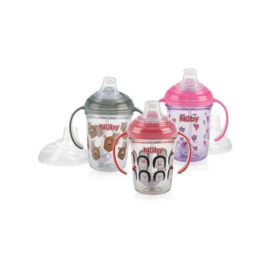 Tritan stop drop cup avec poignées, 240 ml, 6 mois+, Différents modèles, 414016, Nuby