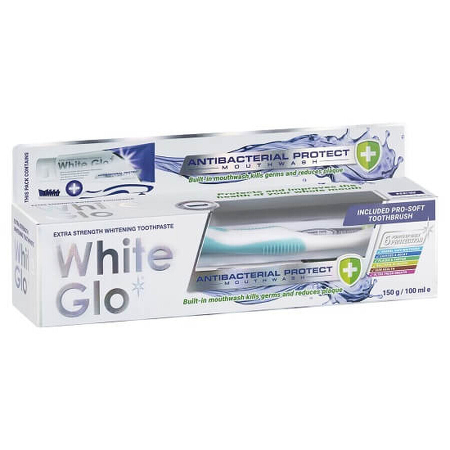 Dentifrice antibactérien Protect avec bain de bouche, 100ml, White Glo
