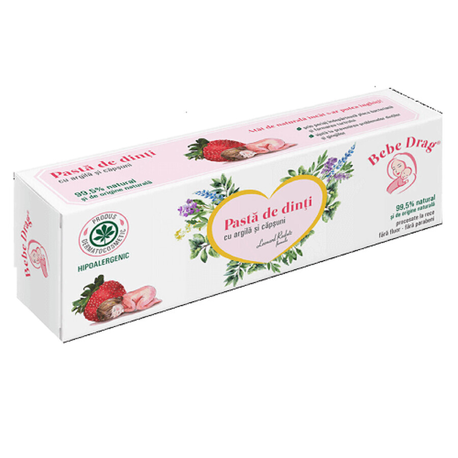 Dentifrice sans fluor à la fraise Bebe Drag, 50 ml, Vivanatura