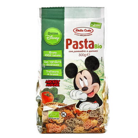 Pâtes de blé dur biologiques tricolores Mickey Mouse, 300 g, Dalla Costa