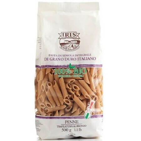 Pâtes Penne de blé entier biologiques, 500 g, Iris Bio