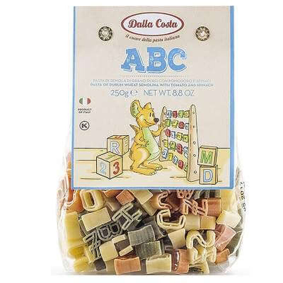 Pâtes au blé dur tricolores ABC, 250 g, Dalla Costa