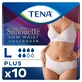Tena Silhouette Plus White, chiloți absorbanți discreți pentru femei, mărimea L, 10 bucăți