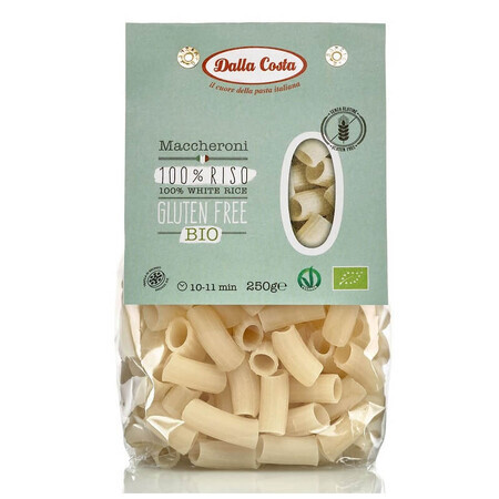 Pâtes de macaroni de riz biologique sans gluten, 250 g, Dalla Costa