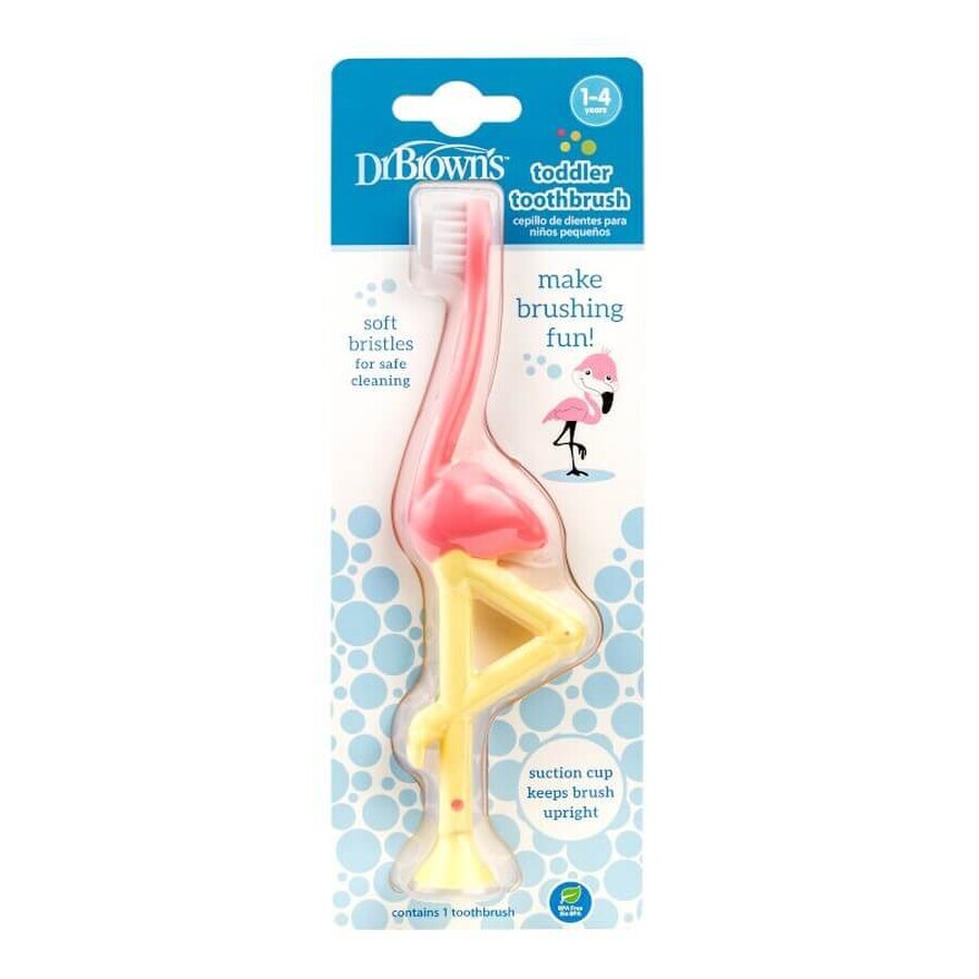 Spazzolino da denti per bambini Flamingo, 1-4 anni, Dr. Browns