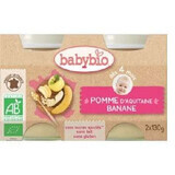 Purée de bananes et de pommes bio, +4 mois, 2x 130g, BabyBio