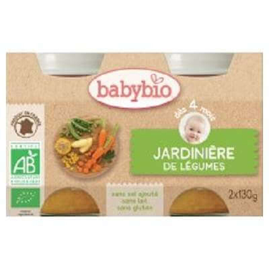 Purée de légumes du jardin bio, +4 mois, 2x 130g, BabyBio