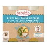 Bio-Püree aus Erbsen, Kartoffeln und Schwarzfisch, +8 Monate, 2x 200g, BabyBio