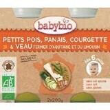 Bio-Erbsen-Zucchini-Kalbfleisch-Püree, +6 Monate, 2x200g, BabyBio