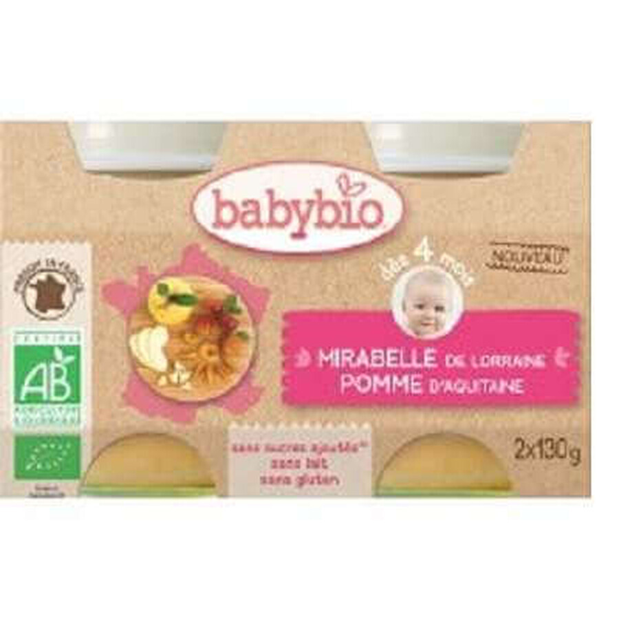 Purea biologica di mele e patate dolci, +4 mesi, 2X130g, BabyBio