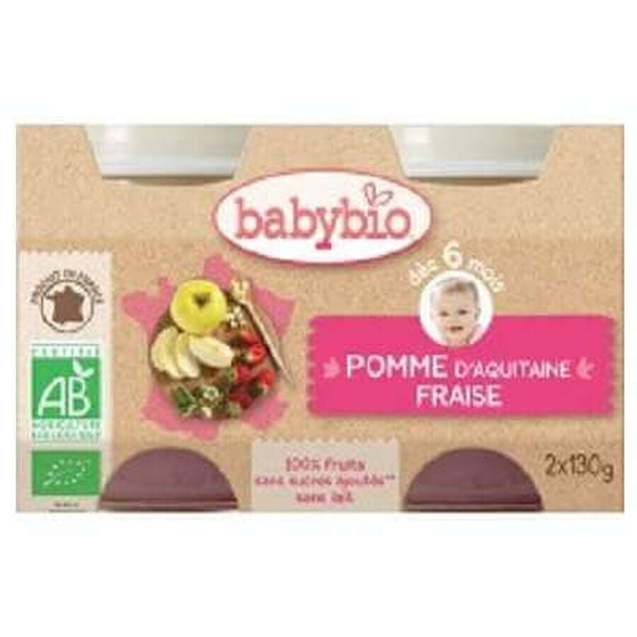 Bio-Püree aus Äpfeln, Erdbeeren und Heidelbeeren, +6 Monate, 2x 130g, BabyBio