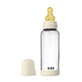 Set complet 240 ml bouteille en verre avec tétine en latex à débit moyen, ivoire, bavoirs